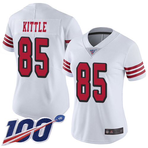 San Francisco 49ers Limited White Women George Kittle NFL Jersey #85 100th Season Rush Vapor Untouchable->youth nfl jersey->Youth Jersey